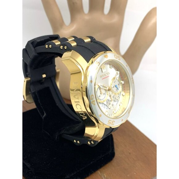 Invicta Men's Watch 6985 Pro Diver Silver Dial Quartz Chronograph Black Rubber - Picture 15 of 15